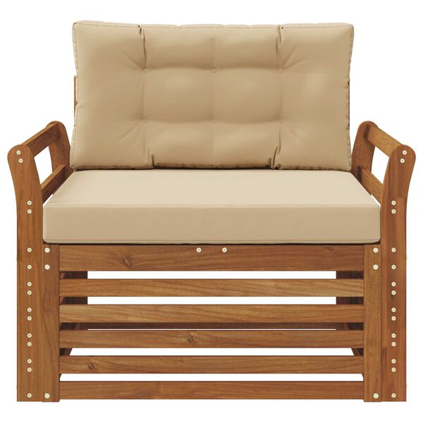 vidaXL Āra dīvānu komplekts Cieta akācijas koks un poliesters Dabiska