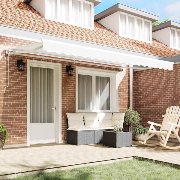 vidaXL Izvelkams jumtiņ&scaron; Balts 400 x 200 cm Poliesters un metāls