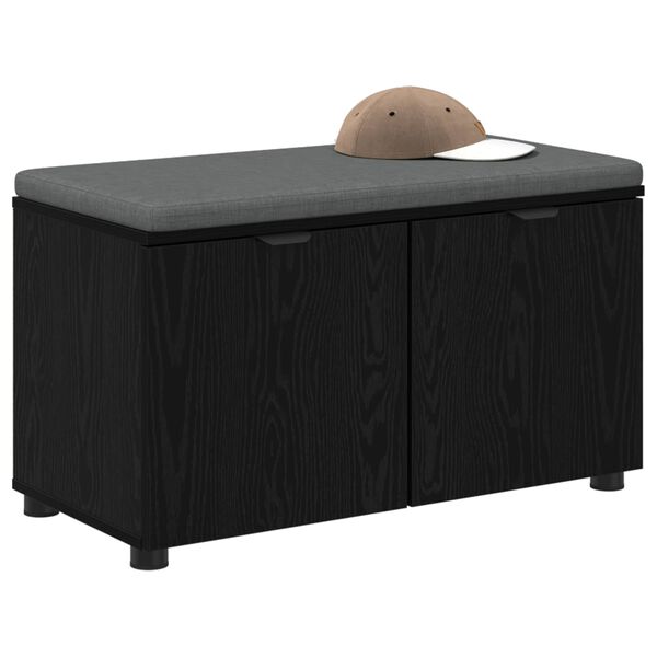 vidaXL Zāles sols ar spilvenu ar durvīm Melns ozolkoks 80 x 46 x 46 cm