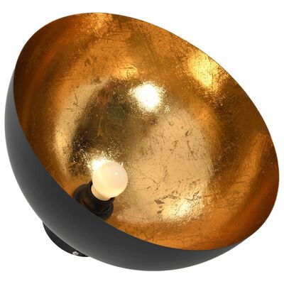 vidaXL griestu lampas, 2 gab., pusapaļas, E27, melnas ar zelta krāsu