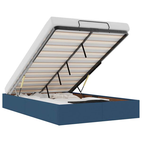 vidaXL Osmaņu gultas rāmis bez matrača zils 120x190 cm audums