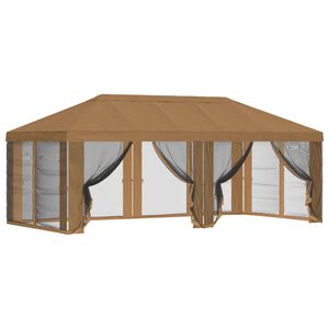 vidaXL Paviljona pārsegs ar sānu sienām Bē&scaron;a 600,5 x 300,5 cm