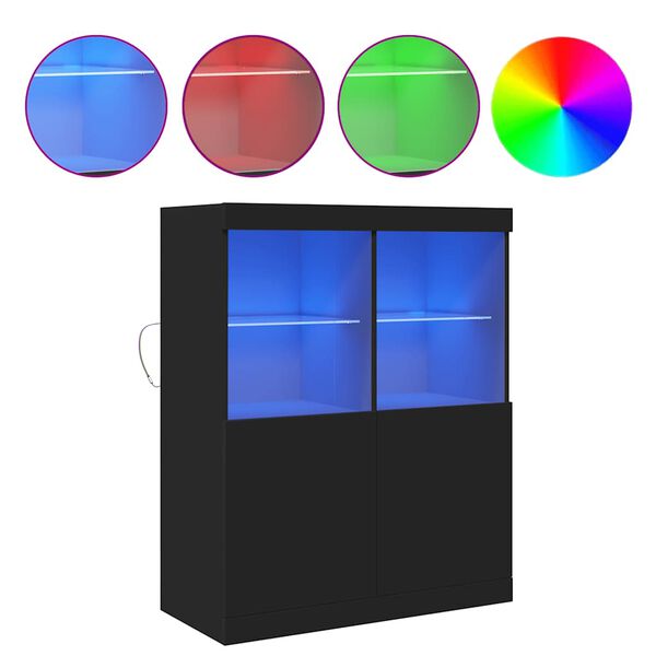 vidaXL kumode, melns, 81x37x100 cm, inženierijas koks