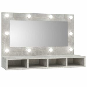 vidaXL spoguļskapītis ar LED, betona pelēks, 90x31,5x62 cm