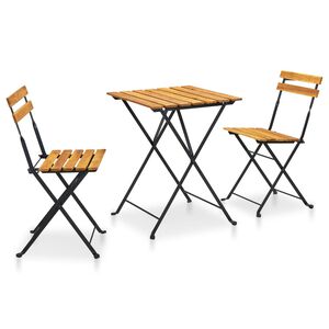vidaXL 3-daļīgs bistro mēbeļu komplekts, saliekams, akācijas masīvkoks