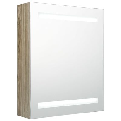 vidaXL vannasistabas skapītis ar spoguli un LED, ozolkoka, 50x14x60 cm