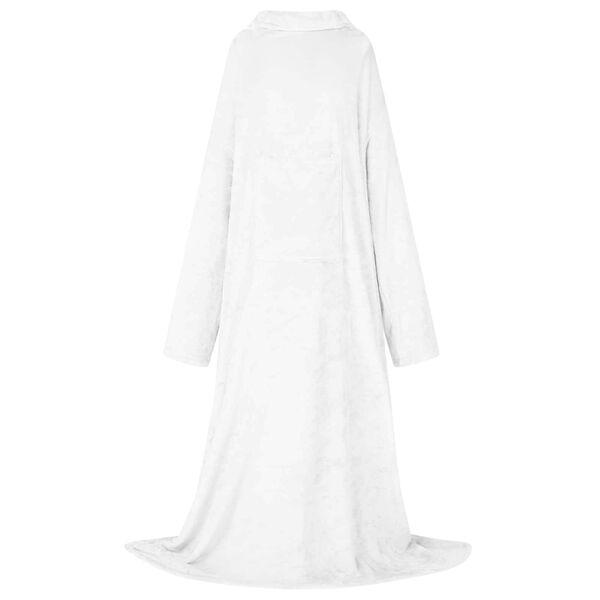 vidaXL Segas džemperis ar kapuci Balts Flanelis