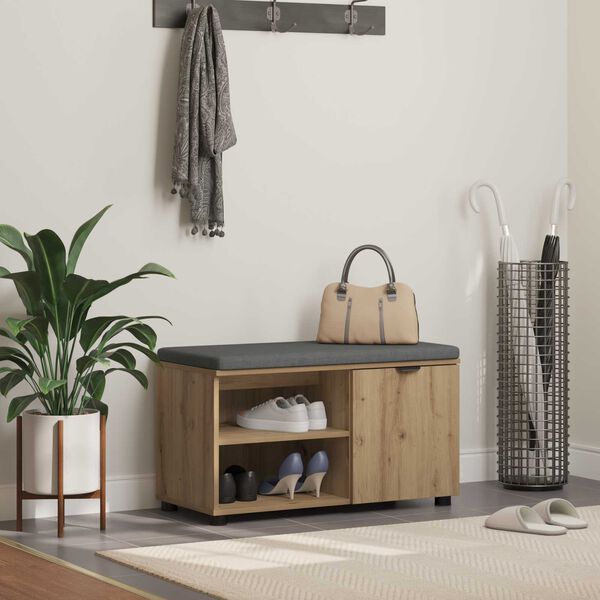 vidaXL Zāles sols ar spilvenu Amatnieka Ozols 80 x 38 x 46 cm