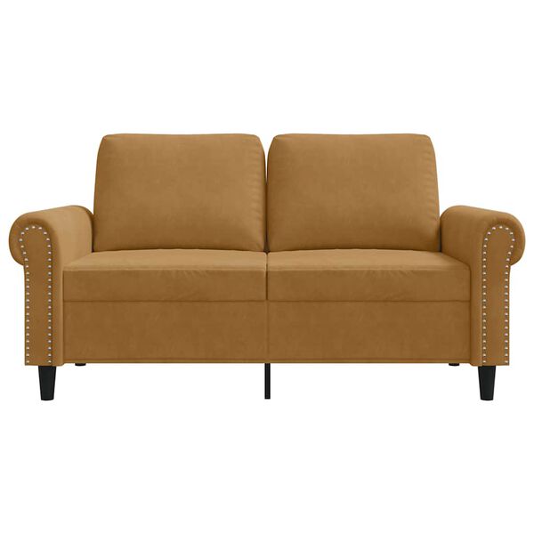 vidaXL divvietīgs dīvāns, brūns, 120 cm, samts