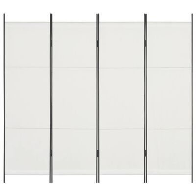 vidaXL 4-paneļu istabas aizslietnis, 200x180 cm, balts