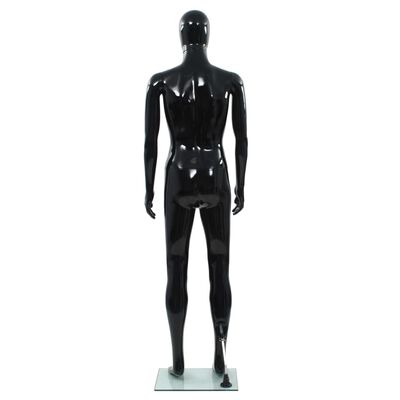 vidaXL vīriešu manekens, pilna auguma, stikla pamatne, 185 cm, melns