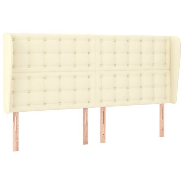 vidaXL galvgalis ar malām, 163x23x118/128 cm, krēmkrāsas mākslīgā āda