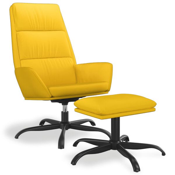 vidaXL atpūtas krēsls ar kājsoliņu, sinepju dzeltens samts