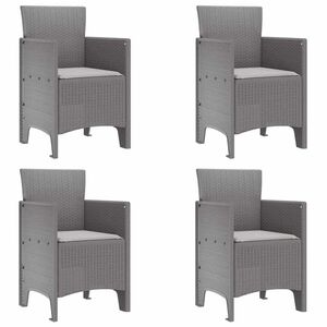 vidaXL Dārza krēsls 4 pcs Gaiši pelēka 53 x 49 x 85 cm PP