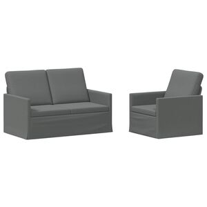 vidaXL Dīvānu komplekts 2 pcs Tum&scaron;i pelēka Audums