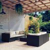 vidaXL 7-daļīgs dārza atpūtas mēbeļu komplekts, melna PE rotangpalma