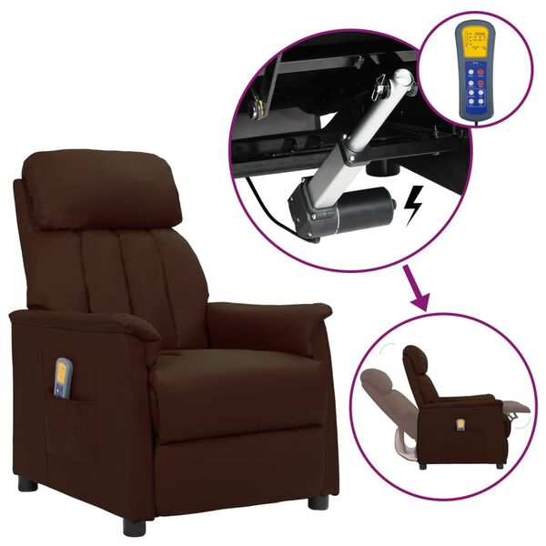 vidaXL masāžas krēsls, paceļams, brūna mākslīgā āda