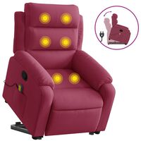 vidaXL masāžas krēsls, paceļams, atgāžams, vīnsarkans samts