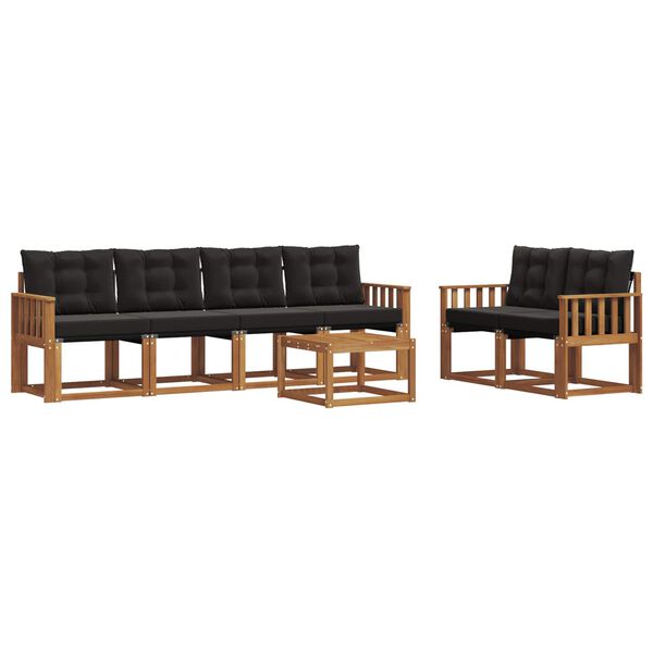 vidaXL Āra dīvānu komplekts ar spilvenu 7 pcs Dabīgs un melns