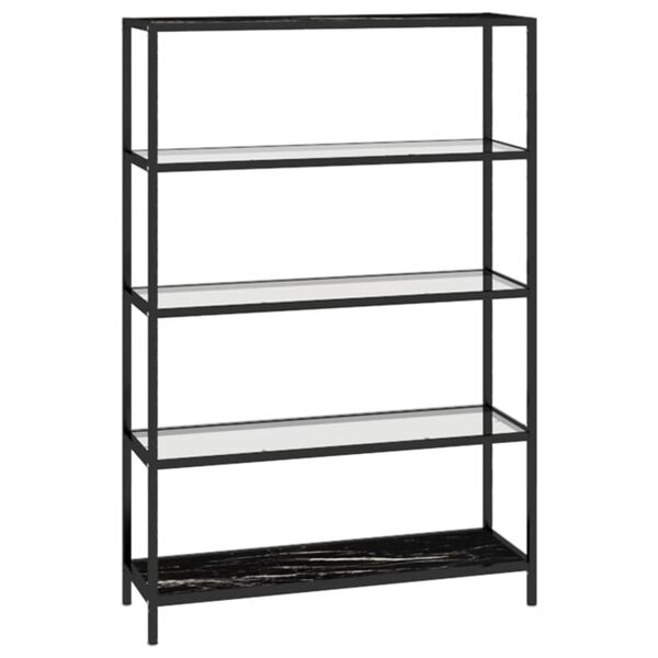 vidaXL plaukts, 100x36x168 cm, melns marmora raksts, rūdīts stikls