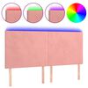 vidaXL gultas galvgalis ar LED, 180x5x118/128 cm, rozā samts