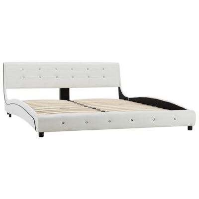 vidaXL gultas rāmis, 160x200 cm, balta mākslīgā āda