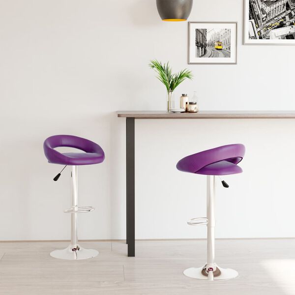 vidaXL bāra krēsli, 2 gab., violeta mākslīgā āda