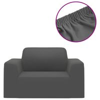 vidaXL elastīgs dīvāna pārvalks, poliestera džersijs, antracītpelēks