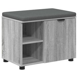vidaXL Zāles sols ar spilvenu ar plauktu Pelēka Sonoma 60 x 38 x 46 cm