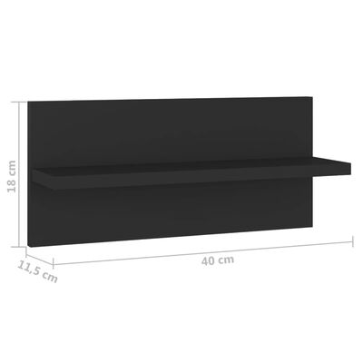 vidaXL sienas plaukti, 4 gab., 40x11,5x18 cm, melni, skaidu plāksne