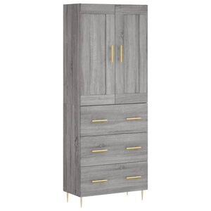 vidaXL augstais skapis, pelēks, 69,5x34x180 cm, inženierijas koks