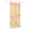 vidaXL Slīdo&scaron;ās durvis Dabisks un balts 95 x 210 cm Cieta priedes koks
