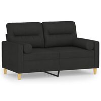 vidaXL divvietīgs dīvāns ar spilveniem, melns, 120 cm, audums