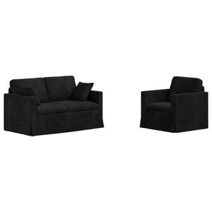 vidaXL Dīvānu komplekts 2 pcs Melna 138 x 78 x 80 cm Samts