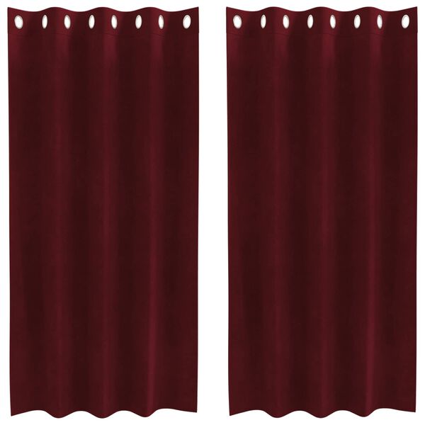 vidaXL Aptumšojošie aizkari 2 pcs Vīna sarkans 140 x 175 cm Samts
