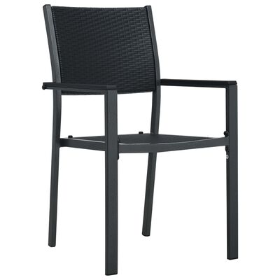 vidaXL dārza krēsli, 2 gab., melna plastmasa, pinuma dizains