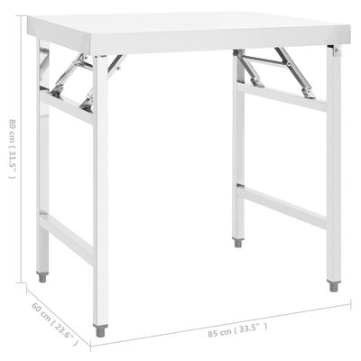vidaXL virtuves darba galds, 85x60x80 cm, nerūsējošs tērauds
