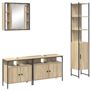 vidaXL Vannas istabas mēbeļu komplekts ar plauktu 4 pcs Sonoma ozols