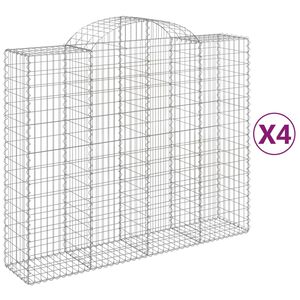 vidaXL arkveida gabiona grozi, 4 gb., 200x50x160/180cm, cinkota dzelzs