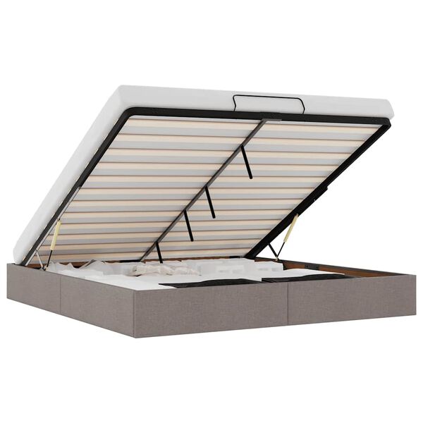 vidaXL Osmaņu gultas rāmis bez matrača pelēkbrūns 160x200 cm audums