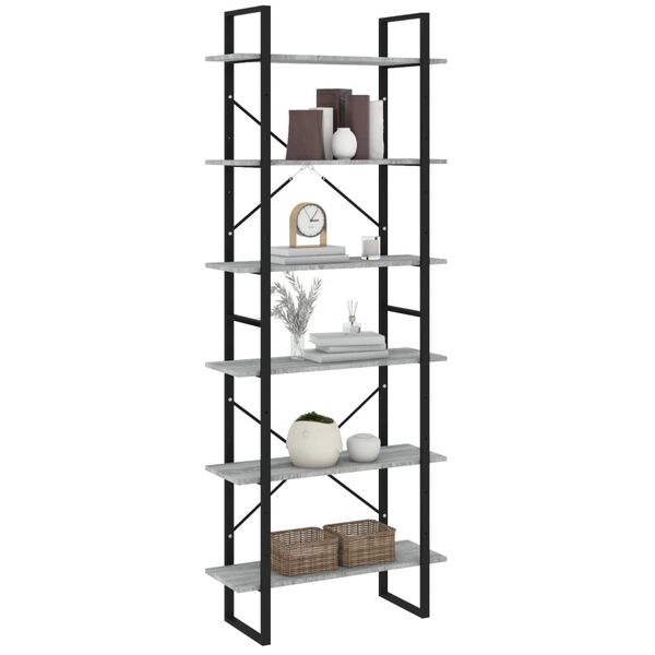 vidaXL augsts plaukts, pelēka ozola, 80x30x210 cm, inženierijas koks