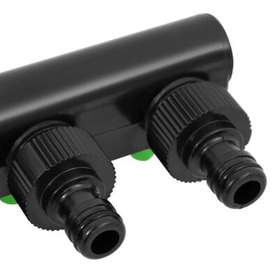 vidaXL 4-virzienu krāna adapteris, zaļš, melns, 19,5x6x11 cm, ABS, PP