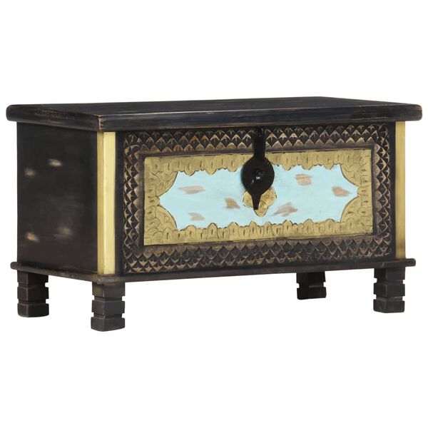 vidaXL lāde, melna, 80x40x45 cm, mango masīvkoks