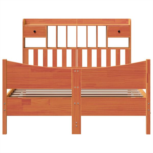 vidaXL gulta bez matrača, vaska brūnas, 150x200 cm, priedes masīvkoks