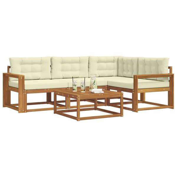 vidaXL Āra dīvānu komplekts ar spilvenu 5 pcs Dabisks un krējuma