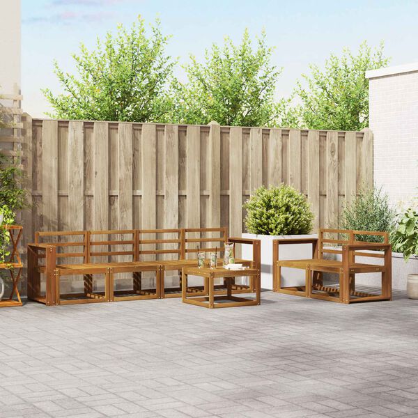 vidaXL Āra dīvānu komplekts 7 pcs Dabiska Cietā akācijas koks