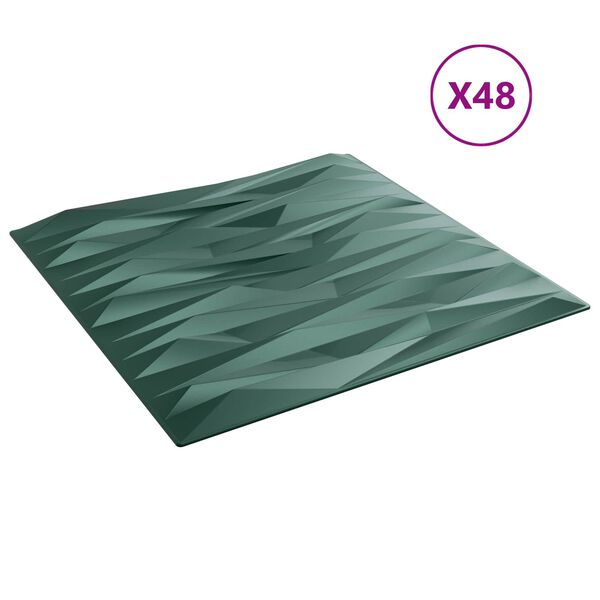 vidaXL Sienas paneļi 48 pcs Akmens Zaļ&scaron; 50 x 50 cm XPS Putu