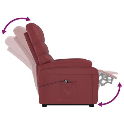 vidaXL atpūtas krēsls, paceļams, vīnsarkana mākslīgā āda