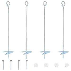 vidaXL Zemes enkurs 4 pcs Sudraba &Oslash;10 x 50 cm Cinkots metāls