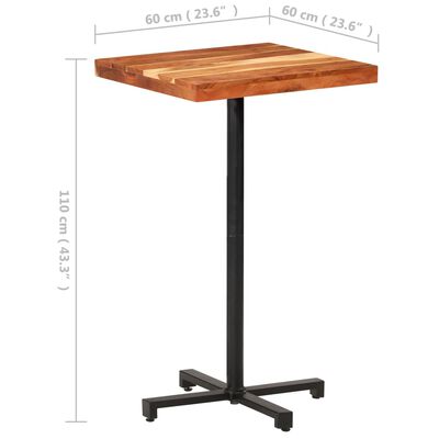 vidaXL bāra galds, kvadrātveida, 60x60x110 cm, akācijas masīvkoks